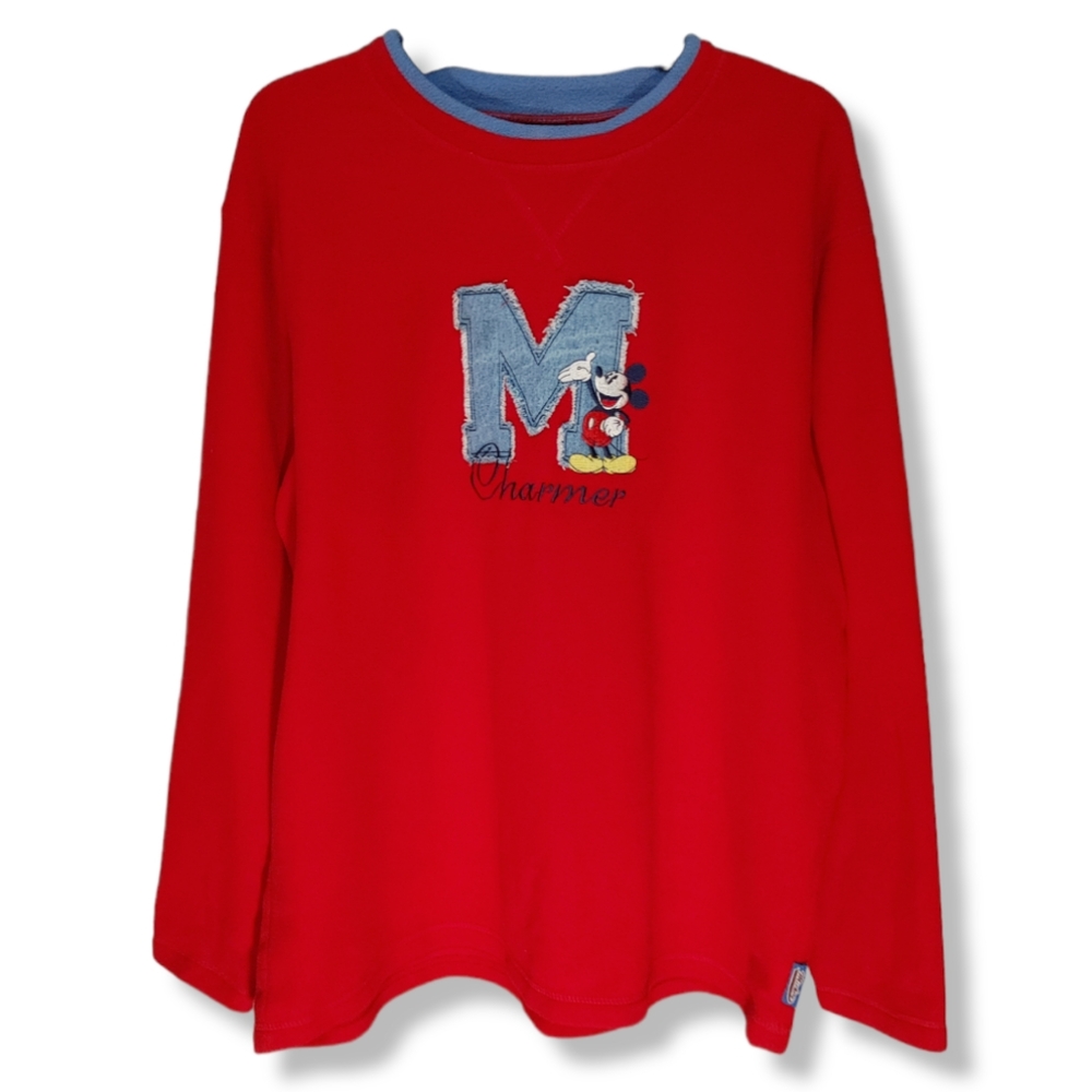 Vintage Mickey Mouse Fleece Sweatshirt Size XL Red Mickey Unlimited Vtg Pullover